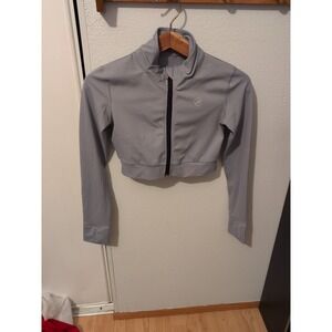 JG Jacket Full Zip Cropped Athletic Lightweight Grey Women's Small Thumbnails